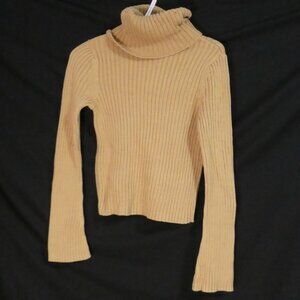 Y2K | OLD NAVY | small | Ribbed Beige Turtleneck Cotton Sweater